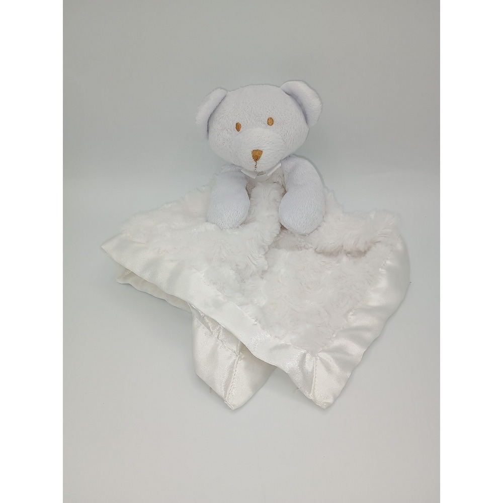 12" BLANKETS & BEYOND White Swirl Satin PLUSH Bear Security Blanket B4